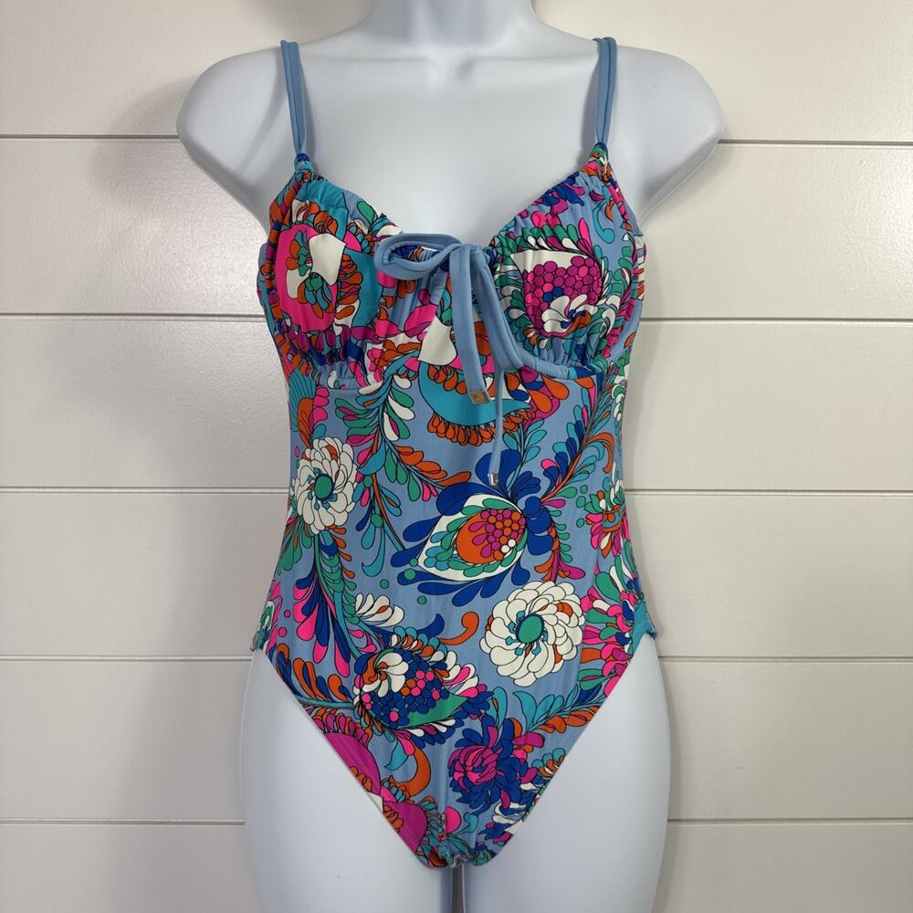 Kate Spade One Piece Swimsuit Underwire Spring Water Multicolor Floral sz M